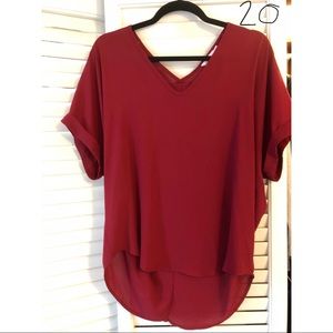 LUSH burgundy chiffon top